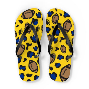 Football Yellow and Blue Flip Flops