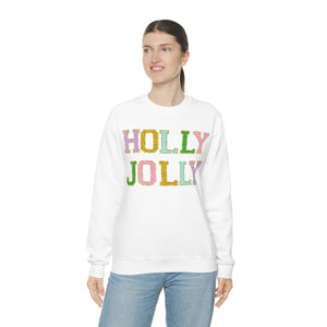 Faux Chenille Holly Jolly Unisex Heavy Blend™ Crewneck Sweatshirt