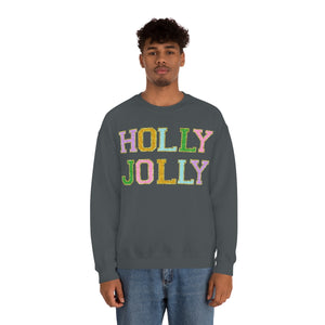 Faux Chenille Holly Jolly Unisex Heavy Blend™ Crewneck Sweatshirt