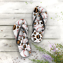 Load image into Gallery viewer, Leopard Baseball Flip Flops
