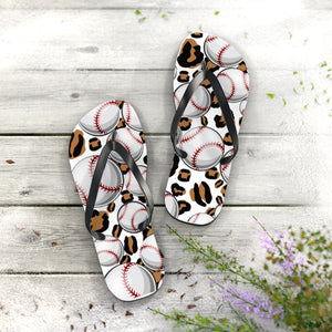 Leopard Baseball Flip Flops