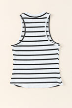 Load image into Gallery viewer, Striped Ribbed Round Neck Tank
