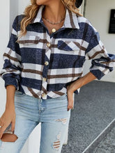 Load image into Gallery viewer, Plaid Button Up Pocketed Jacket
