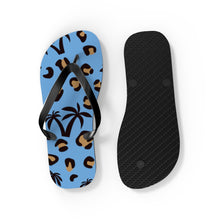 Load image into Gallery viewer, Palm Tree Blue Flip Flops
