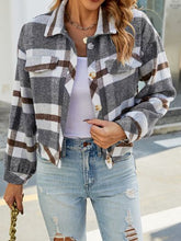 Load image into Gallery viewer, Plaid Button Up Pocketed Jacket
