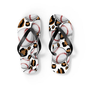 Leopard Baseball Flip Flops