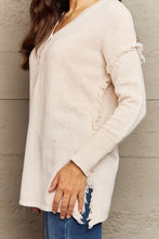 Load image into Gallery viewer, Full Size Buttoned Dropped Shoulder Raw Hem Pullover Sweater
