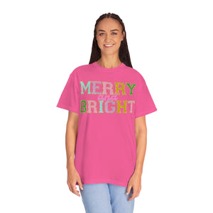 Faux Chenille Merry and Bright Comfort Colors Unisex Garment-Dyed T-shirt