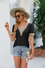 Load image into Gallery viewer, Contrast V-Neck Puff Sleeve Top
