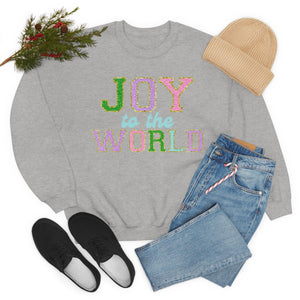 Faux Chenille Joy to the World Unisex Heavy Blend™ Crewneck Sweatshirt