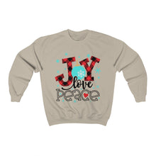 Load image into Gallery viewer, Joy Love Peace Unisex Heavy Blend™ Crewneck Sweatshirt
