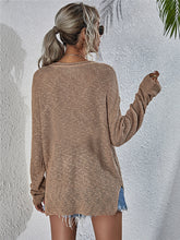 Load image into Gallery viewer, Notched Neck Slit Knit Top
