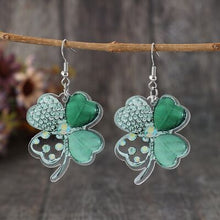 Load image into Gallery viewer, Lucky Clover Acrylic Dangle Earrings
