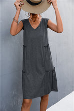 Load image into Gallery viewer, V-Neck Frill Trim Sleeveless Dress
