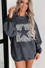 Load image into Gallery viewer, Round Neck Dropped Shoulder Star Graphic Sweatshirt
