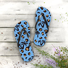 Load image into Gallery viewer, Palm Tree Blue Flip Flops
