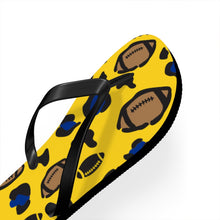 Load image into Gallery viewer, Football Yellow and Blue Flip Flops
