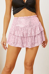 Sequin Layered Mini Skirt