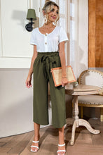 Load image into Gallery viewer, Round Neck Short Sleeve Top and Belted Pants Set
