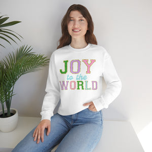 Faux Chenille Joy to the World Unisex Heavy Blend™ Crewneck Sweatshirt