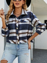 Load image into Gallery viewer, Plaid Button Up Pocketed Jacket
