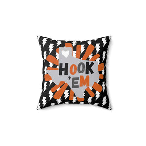 Hook Em Texas Longhorns Dorm Room Game Day Spun Polyester Square Pillow