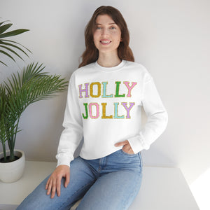 Faux Chenille Holly Jolly Unisex Heavy Blend™ Crewneck Sweatshirt