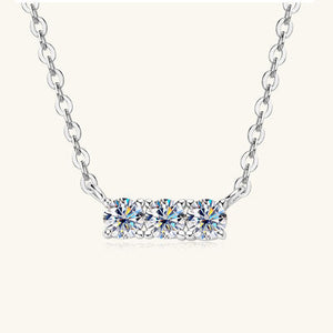 925 Sterling Silver Inlaid Moissanite Bar Necklace