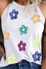 Load image into Gallery viewer, Sequin Flower Grecian Neck Tank
