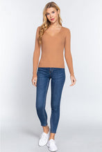 Load image into Gallery viewer, ACTIVE BASIC V-Neck Fitted Viscose Rib Knit Top
