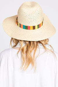 Fame Contrast Wide Brim Straw Hat