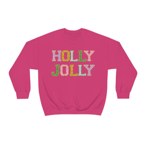 Faux Chenille Holly Jolly Unisex Heavy Blend™ Crewneck Sweatshirt