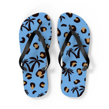 Load image into Gallery viewer, Palm Tree Blue Flip Flops
