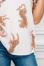 Load image into Gallery viewer, Ruffled Tiger Print Cap Sleeve Blouse
