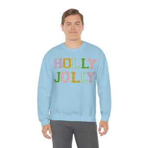 Faux Chenille Holly Jolly Unisex Heavy Blend™ Crewneck Sweatshirt