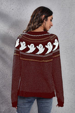 Load image into Gallery viewer, Ghost Pattern Round Neck Long Sleeve Sweater
