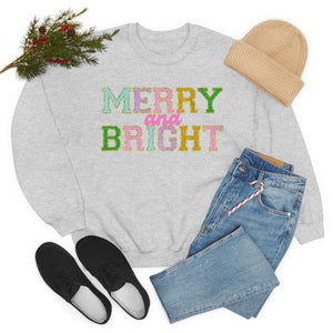 Faux Chenille Merry and Bright Unisex Heavy Blend™ Crewneck Sweatshirt