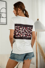 Load image into Gallery viewer, Leopard Color Block Side Slit Tee
