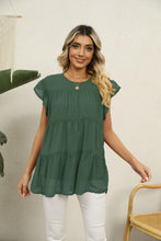 Load image into Gallery viewer, Swiss Dot Round Neck Tiered Blouse
