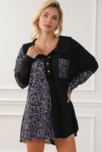 Load image into Gallery viewer, Half Button Leopard Collared Neck Blouse
