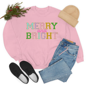 Faux Chenille Merry and Bright Unisex Heavy Blend™ Crewneck Sweatshirt