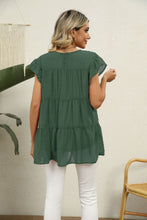 Load image into Gallery viewer, Swiss Dot Round Neck Tiered Blouse
