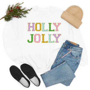 Faux Chenille Holly Jolly Unisex Heavy Blend™ Crewneck Sweatshirt