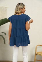 Load image into Gallery viewer, Swiss Dot Round Neck Tiered Blouse
