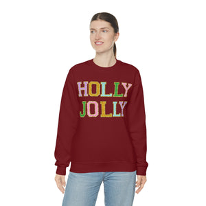 Faux Chenille Holly Jolly Unisex Heavy Blend™ Crewneck Sweatshirt