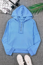 Load image into Gallery viewer, Quarter-Button Exposed Seam Dropped Shoulder Hoodie
