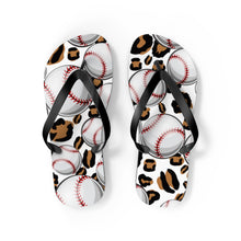 Load image into Gallery viewer, Leopard Baseball Flip Flops
