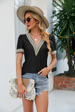 Load image into Gallery viewer, Contrast V-Neck Puff Sleeve Top
