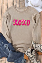 Load image into Gallery viewer, XOXO Sequin Round Neck Dropped Shoulder Sweatshirt
