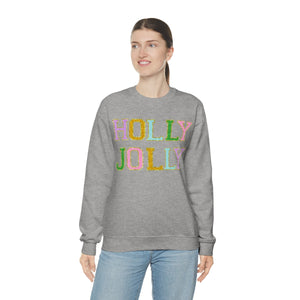 Faux Chenille Holly Jolly Unisex Heavy Blend™ Crewneck Sweatshirt